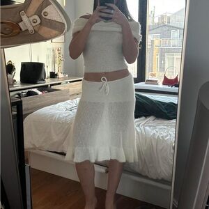 Gimaguas White Mohair off the shoulder top